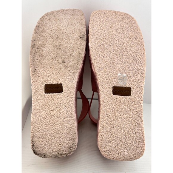 COACH Women's 7.5 B Noelle Terry Cloth Pink Platform Sandals Shoes Pool Chunky - Picture 8 of 13